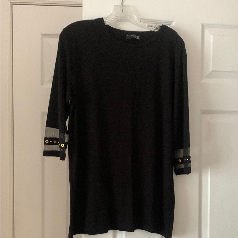 Black Tunic Top with Gold Accents